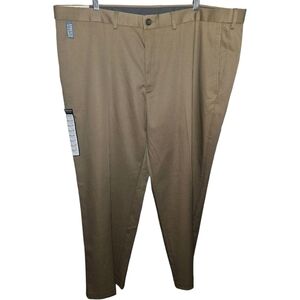 NWT Men's Haggar Clothing Premium No Iron Khaki Flat Front Classic Fit Pants